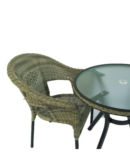 Conjunto para jardín mesa redonda y 2 sillones Boden