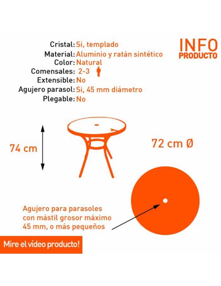 Conjunto para jardín mesa redonda y 2 sillones Boden