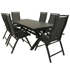 Conjunto mesa jardín 190 cm y 6 sillones reclinables Antracita