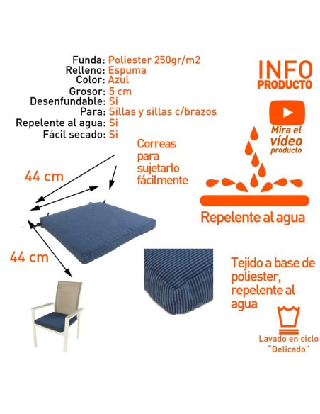 Cojín para jardín lux azul - Pack 6 unidades
