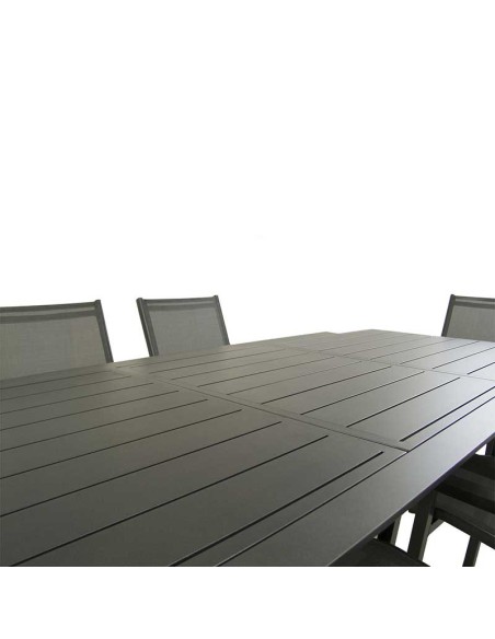 Conjunto mesa terraza extensible 160/220 y 6 sillones aluminio reforzado Antracita