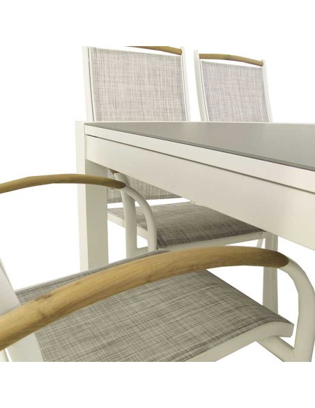 Tabela definida jardim extensivel 160/210 e 6 poltronas empilhaveis de Laver