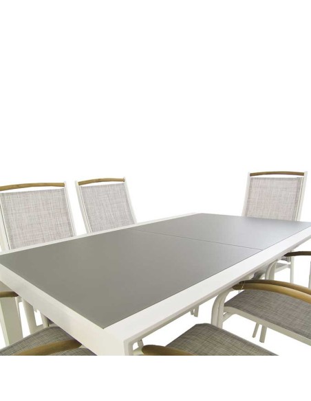 Tabela definida jardim extensivel 160/210 e 6 poltronas empilhaveis de Laver