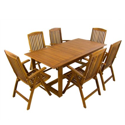 Conjunto mesa de teca y 6 sillones reclinables