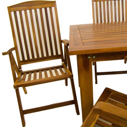 Conjunto mesa de teca y 6 sillones reclinables