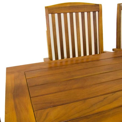 Conjunto mesa de teca y 6 sillones reclinables
