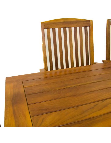 Conjunto mesa de teca y 6 sillones reclinables