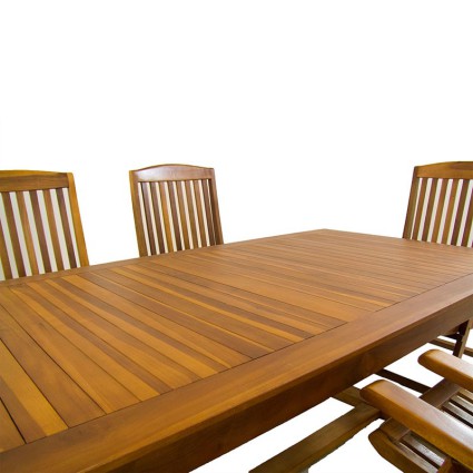 Conjunto mesa de teca y 6 sillones reclinables