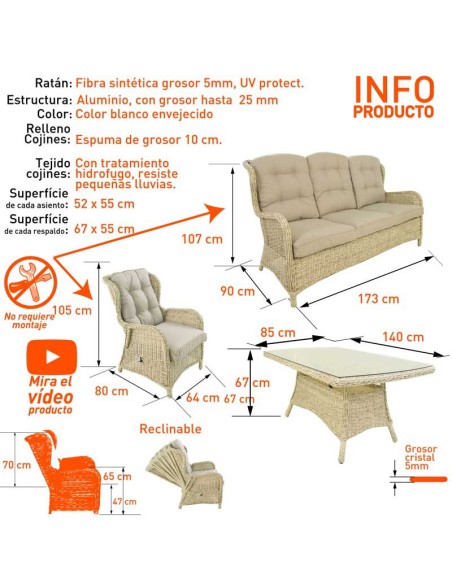 Conjunto sofás de jardín de ratán sintético redondo Sala