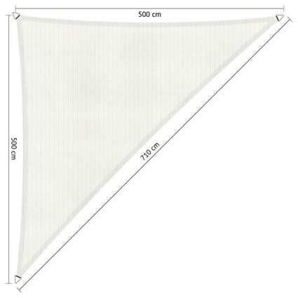 Toldo vela 5 x 5 x 7,1 m triangular de jardín blanco