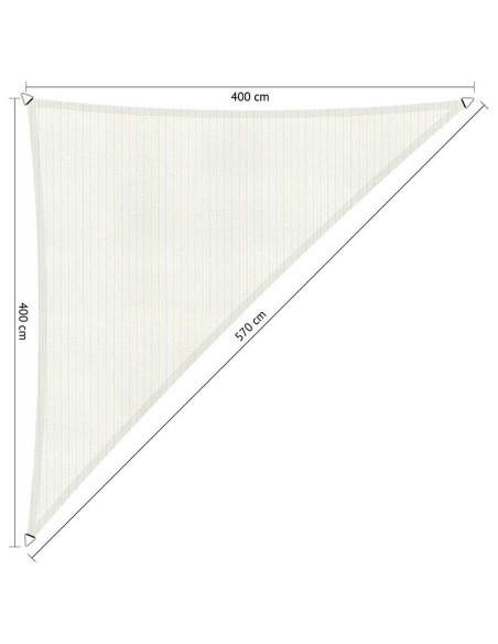 Toldo vela blanco triangular de jardín 4 x 4 x 5,7 m