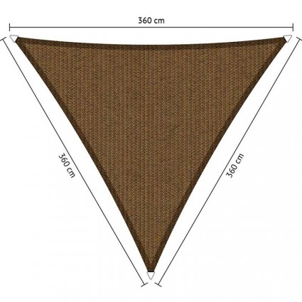 Toldo vela de exterior triangular 3,6 x 3,6 x 3,6 m marrón