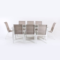 Conjunto de jardim. Extensivel Tabela 200/300 e 8 poltronas empilhaveis Malmo Laver 2