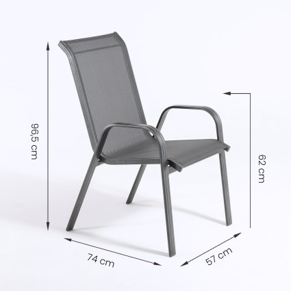 Conjunto jardin. Mesa extensible 300 cm y 8 sillones apilables Antracita