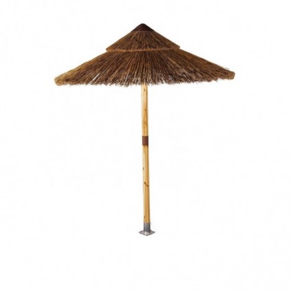 Parasol fijo redondo de madera y caña sudafricana 200 cm