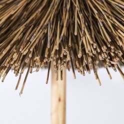 Guarda-sol de madeira fixa redonda e cana sul-africana 200 cm 2