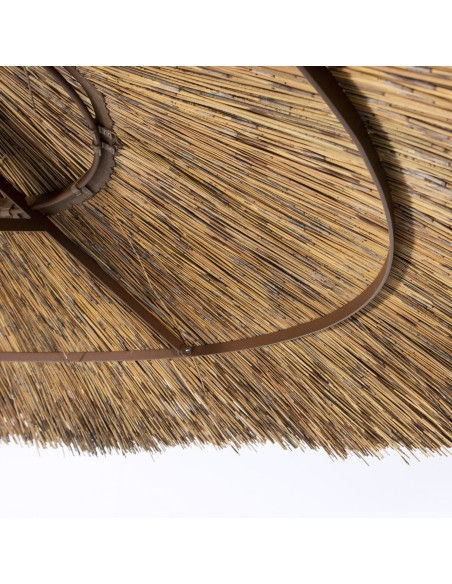 Guarda-sol de madeira fixa redonda e cana sul-africana 200 cm