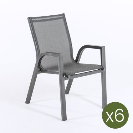 Fauteuil de jardin renforce Anthracite - Pack 6 unites