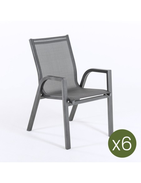 Fauteuil de jardin renforce Anthracite - Pack 6 unites