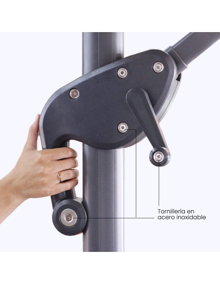 Guarda-sol giratorio de aluminio 3 x 2 cm cinza antracite