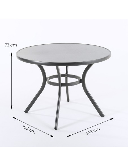 Mesa redonda para terraza de aluminio y cristal Boden Antracita