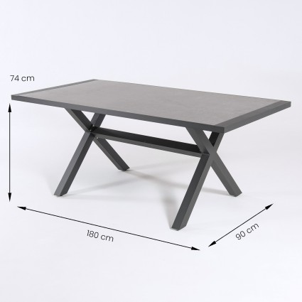 Mesa de aluminio 180 cm y tablero estilo ceramica color Antracita