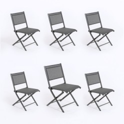 Pack de 6 cadeiras dobraveis ao ar livre aluminio antracite e prata e textilene preto Dimensoes 48x48x84 cm 2