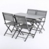 Conjunto de jardín de mesa y 4 sillas de aluminio plegables Antracita