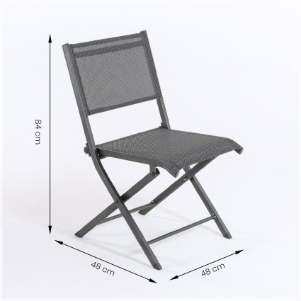 Conjunto de jardin de mesa y 4 sillas de aluminio plegables Antracita