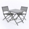 Conjunto de exterior de mesa y 2 sillas de aluminio plegables Antracita