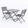 Conjunto de exterior de mesa y 2 sillas de aluminio plegables Antracita