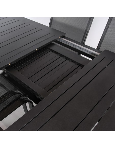 Conjunto de jardin con mesa extensible 170-240 y 6 sillones apilables Antracita
