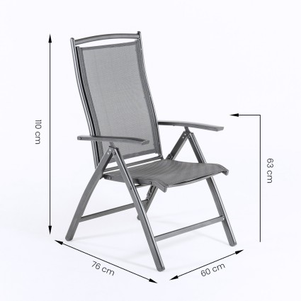 Conjunto de jardin de mesa extensible 170-240 y 6 sillones reclinables y plegables Antracita