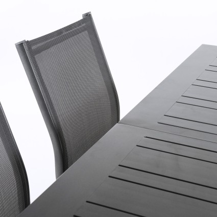 Conjunto de jardim de mesa extensivel 170-240 e 6 poltronas reforcadas Antracita