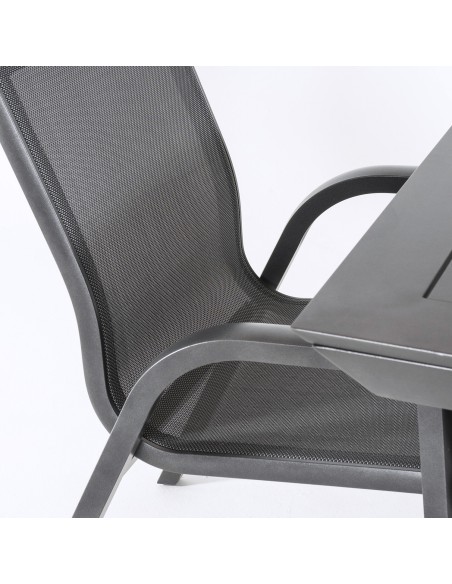 Conjunto de jardim de mesa extensivel 170-240 e 6 poltronas reforcadas Antracita