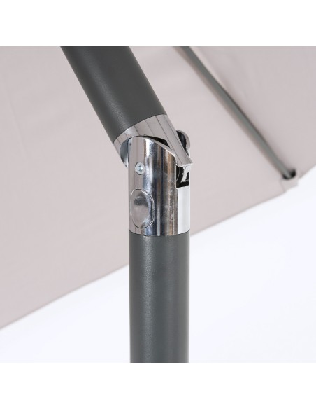 Parasol de terraza redondo 300 cm gris claro con funda