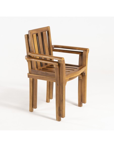 Cadeirao de jardim em teca Texas - Pack 6 unidades