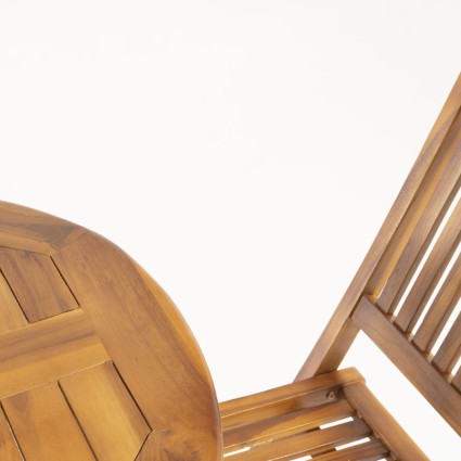 Conjunto mesa jardin redonda y 2 sillas teca