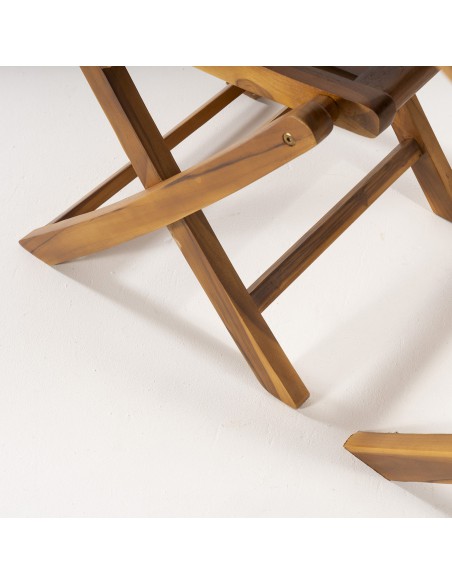 Conjunto muebles de teca. Mesa redonda 90 y 2 sillas plegables
