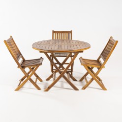 Conjunto tabela e 4 cadeiras teca jardim Megan 2