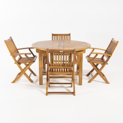 Conjunto de mesa de jardim extensivel e 4 poltronas de teca 2