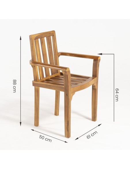 Conjunto de teca Mesa Bistro 180 e 6 cadeiras de jardim Texas