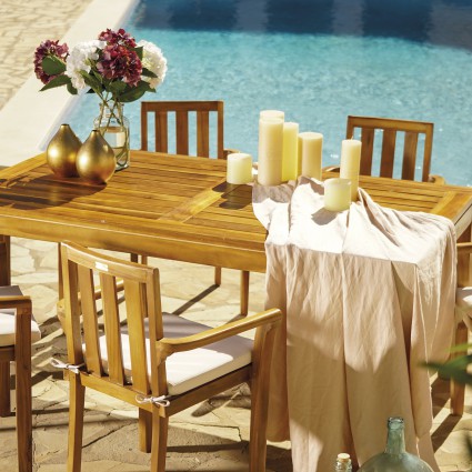 Conjunto de teca Mesa Bistro 180 e 6 cadeiras de jardim Texas