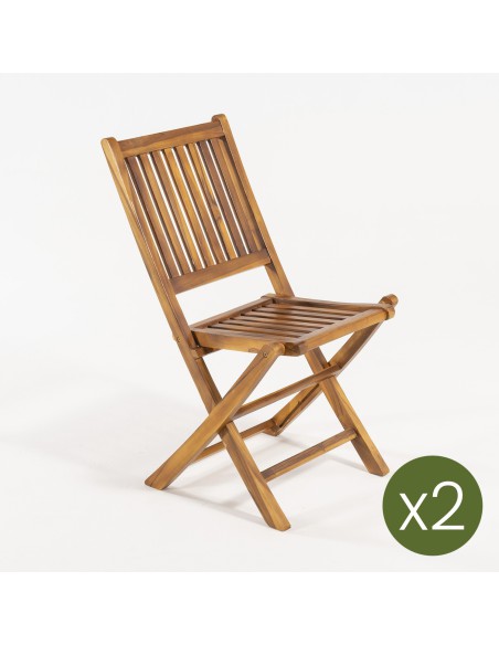 Chaise de jardin pliante en teck Talia - Pack 2 unites