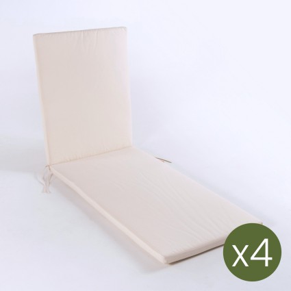 Cojin para tumbona de jardin estandar beige - Pack 4 unidades