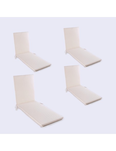 Cojin para tumbona de jardin estandar beige - Pack 4 unidades