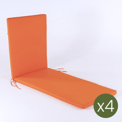 pack de 4 almofadas laranja para espreguicadeira ao ar livre Repelente de agua Removivel Tamanho 196x60x5 cm
