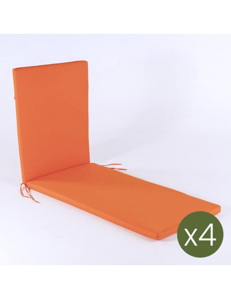 pack de 4 almofadas laranja para espreguicadeira ao ar livre Repelente de agua Removivel Tamanho 196x60x5 cm