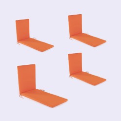 pack de 4 almofadas laranja para espreguicadeira ao ar livre Repelente de agua Removivel Tamanho 196x60x5 cm 2