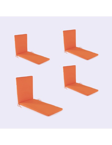 Cojin para tumbona de jardin estandar naranja - Pack 4 unidades